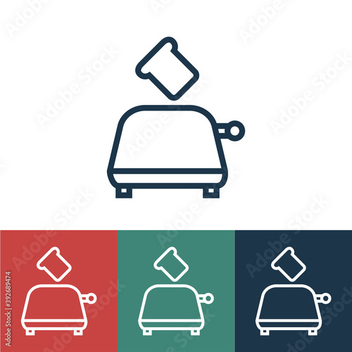 Linear vector icon with toaster and bread