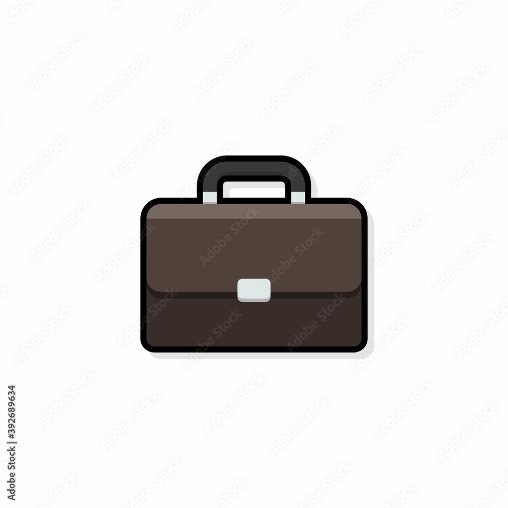 Briefcase Black Stroke and Shadow icon vector isolated. Briefcase Black Stroke and Shadow icon vector isolated.