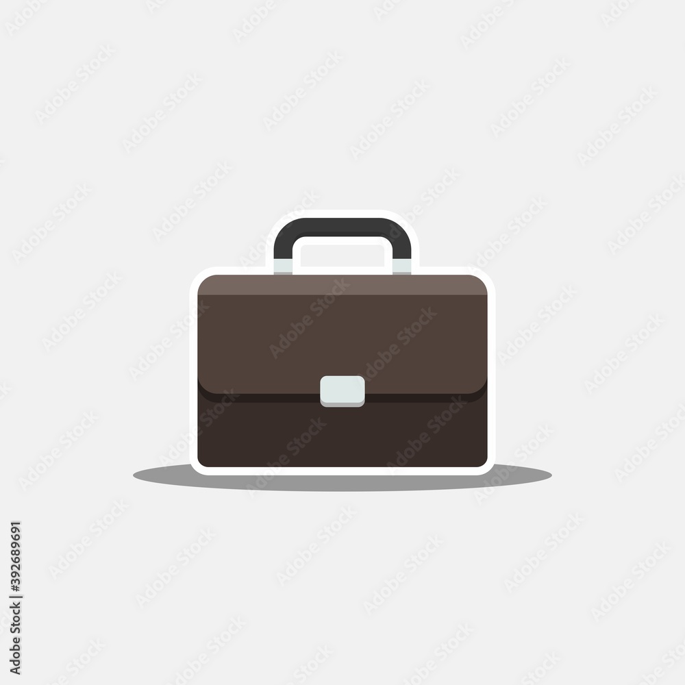 Briefcase White Stroke and Shadow icon vector isolated. Briefcase White Stroke and Shadow icon vector isolated.