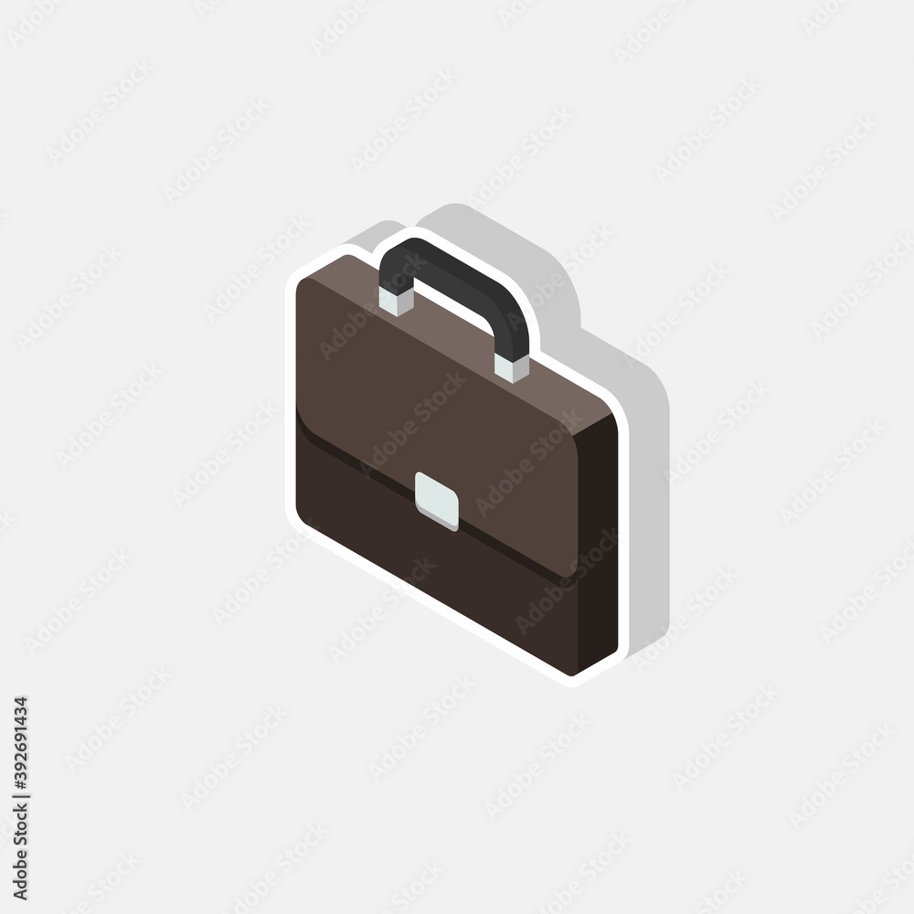 Briefcase left view White Stroke and Shadow icon vector isometric. Briefcase left view White Stroke and Shadow icon vector isometric.