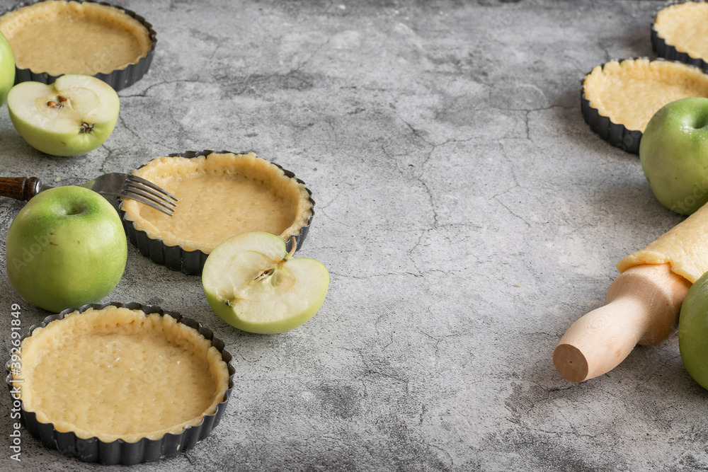 Short crust pastry for apple pies, cooking concept Short crust pastry for apple pies, cooking concept