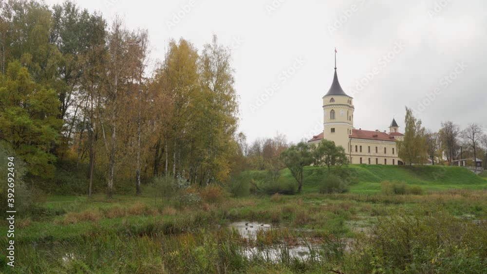 Pavlovsk Park, St. Petersburg, Mariental pond Bip Fortress on Slavyanka River. High quality 4k footage Pavlovsk Park, St. Petersburg, Mariental pond Bip Fortress on Slavyanka River. High quality 4k footage