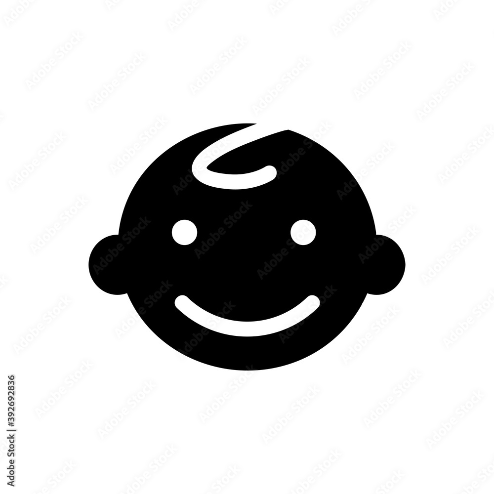 Boy Baby Face Icon Logo. Black icon on white background. Web design, mobile app. Boy Baby Face Icon Logo. Black icon on white background. Web design, mobile app.