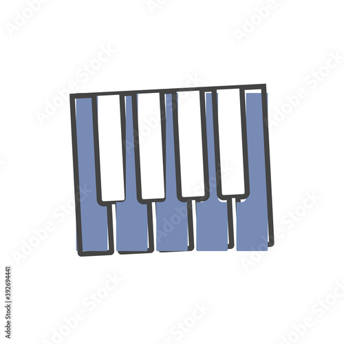 Piano vector icon cartoon style on white isolated background.