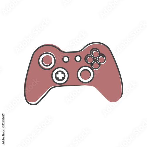 Vector gamepad icon. Game joystick for video games cartoon style on white isolated background.