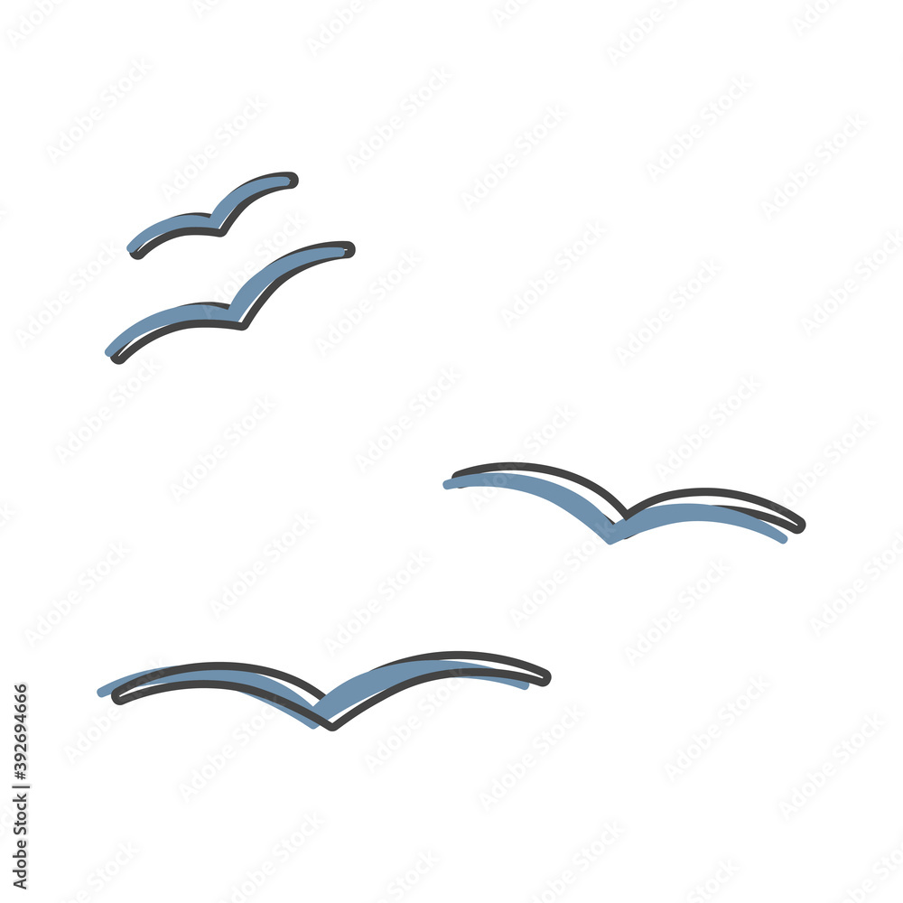 Naklejka premium Flock of birds. Bird vector icon cartoon style on white isolated background.