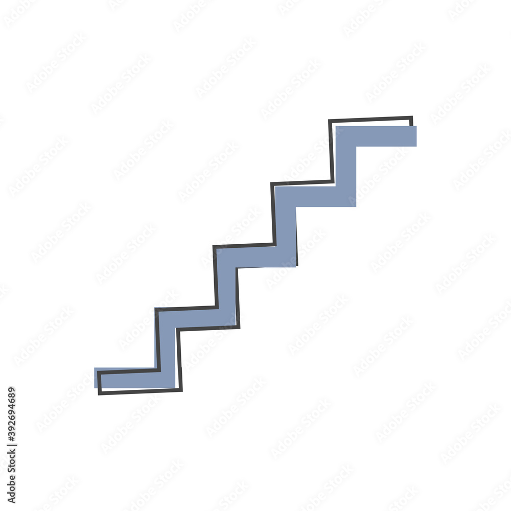 Vector staircase icon cartoon style on white isolated background. Vector staircase icon cartoon style on white isolated background.