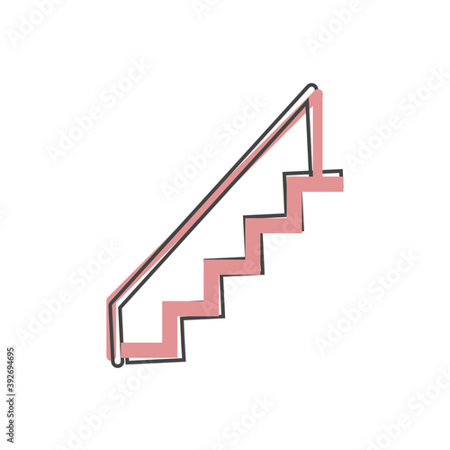 Vector staircase icon cartoon style on white isolated background.