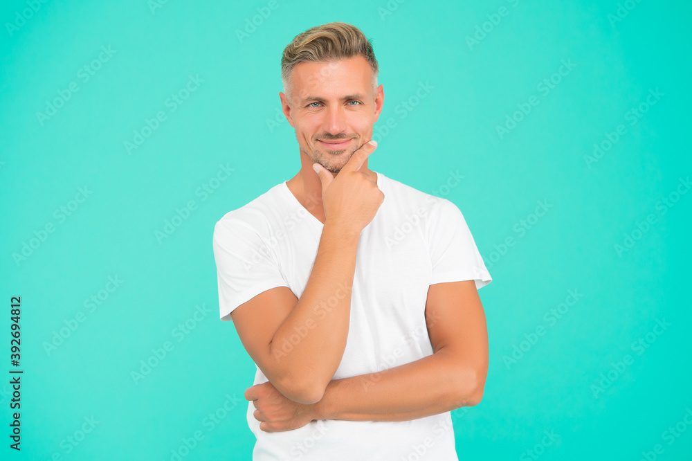cheerful male fashion model with trendy hairdo and unshaven facial hair wear white shirt and having blue eyes, barber cheerful male fashion model with trendy hairdo and unshaven facial hair wear white shirt and having blue eyes, barber