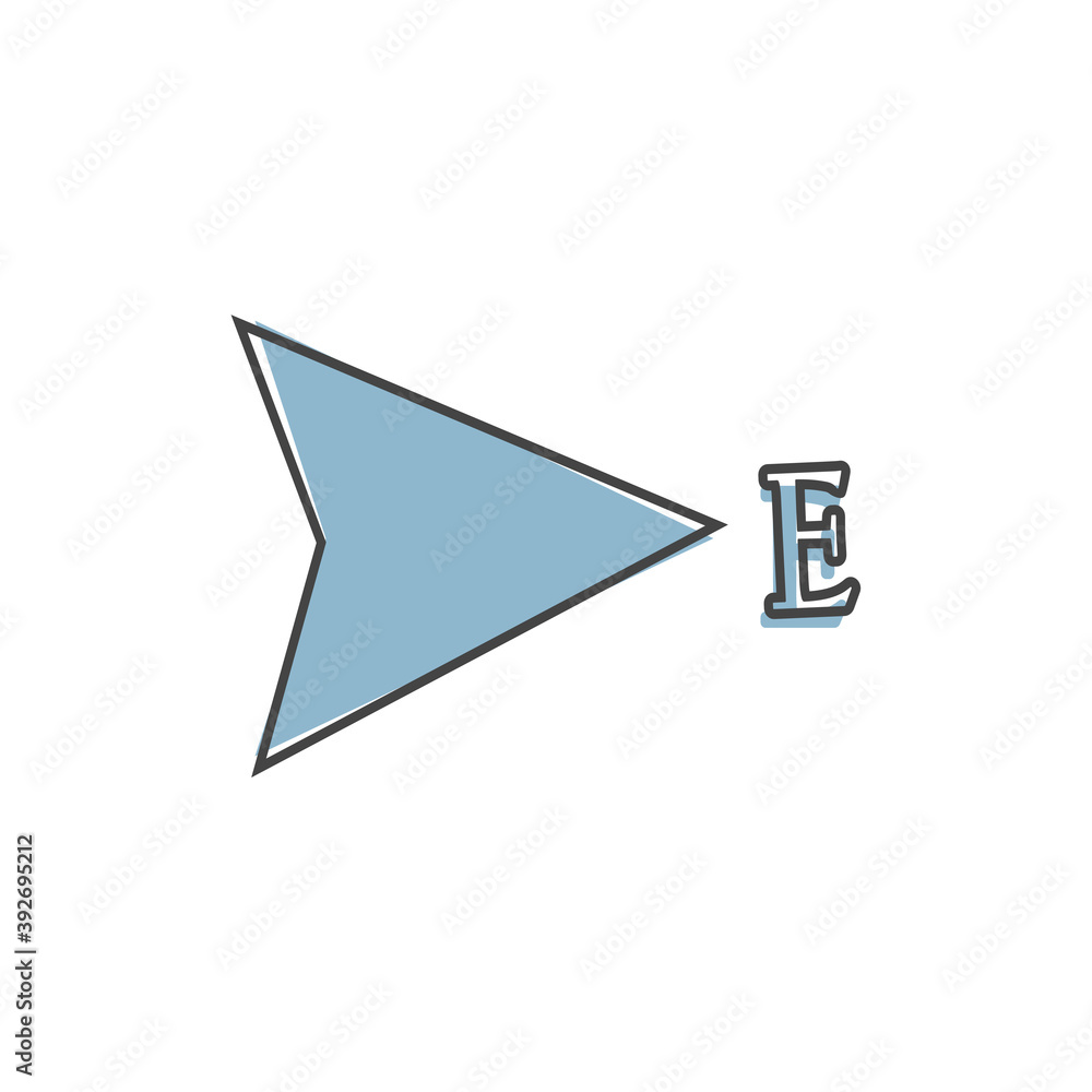 Vector icon of the compass. Illustration of a compass symbol for determining the sides of the world cartoon style on white isolated background.