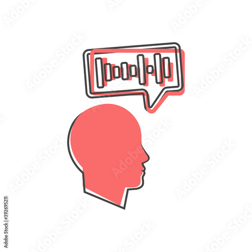 Vector voice recognition icon. User illustration and voice message cartoon style on white isolated background.