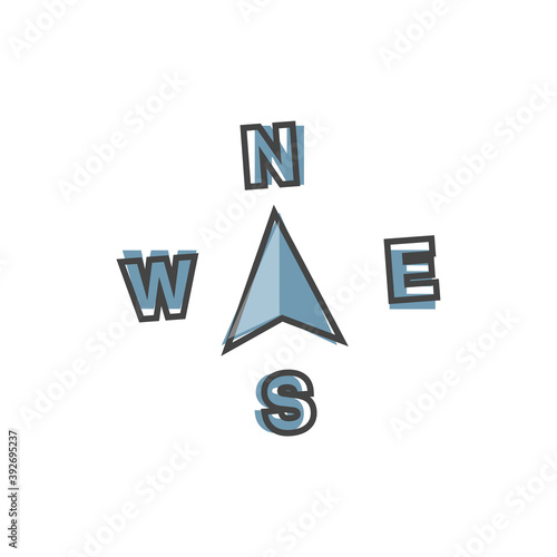 Vector icon of the compass. Illustration of a compass symbol for determining the sides of the world