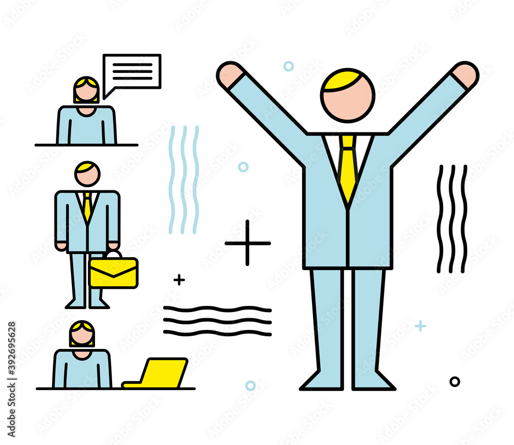 business people team with laptop and portfolio business people team with laptop and portfolio
