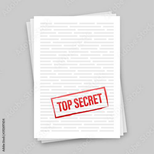 Banner with top secret for paper design. Document icon. Vector stock illustration.