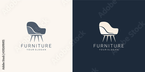 furniture chair logo. chair for shop store. Premium Vector