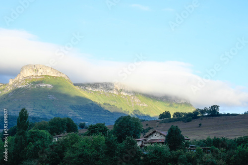 Sierra Salvada mountains with fog from Maroño