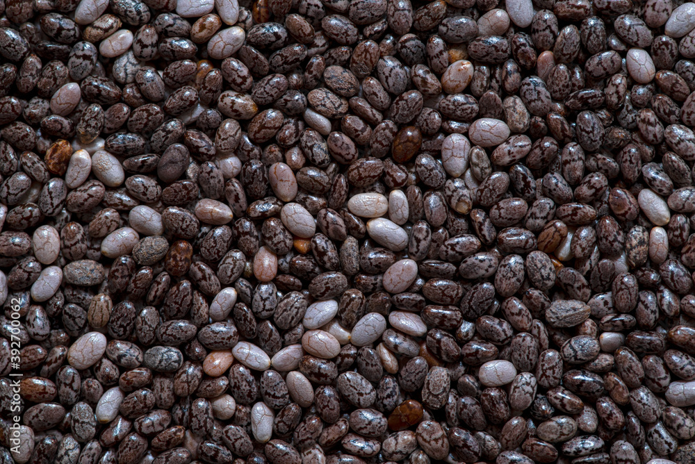 Macro photo of the chia seeds. View from above. Macro photo of the chia seeds. View from above.
