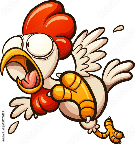 Scared cartoon chicken. Vector clip art illustration with simple gradients. All in a single layer. 
