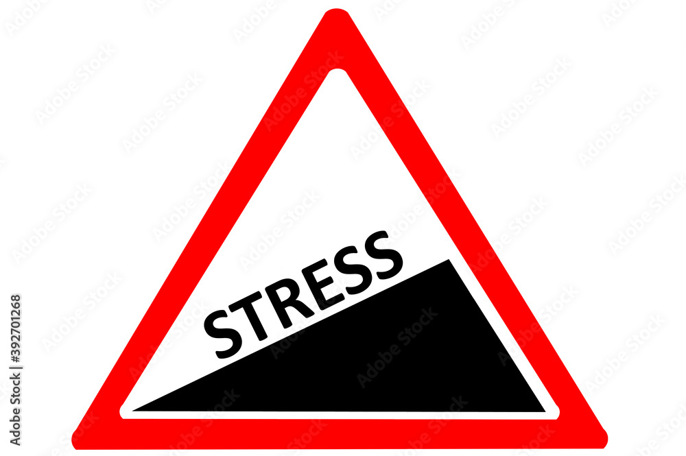 stress level increasing warning road sign isolated on white background stress level increasing warning road sign isolated on white background