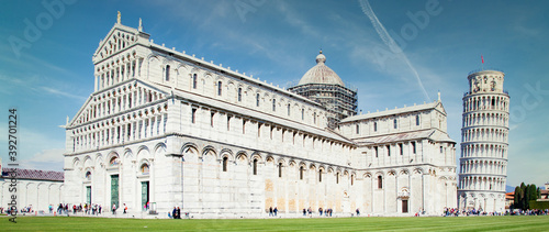 piazza dei miracoli, with the Basilica and the leaning tower, Pisa, Italy