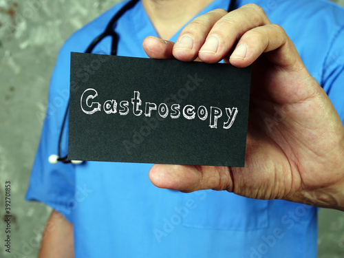 Health care concept meaning Gastroscopy Endoscopy with phrase on the piece of paper. photo