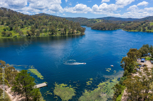 Aerial view of Lake Lyell near Lithgow in regional Australia