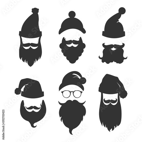 Black and White Santa Klaus fashion silhouette hipster style, Vector illustration icons EPS