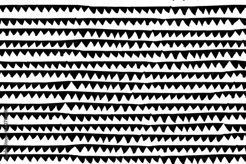 Hand drawn style abstract seamless pattern in black and white. Retro grunge freehand jagged lines texture.