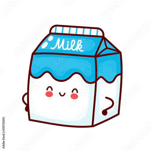 Cute happy milk box. Vector