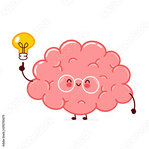 Cute funny human brain organ character