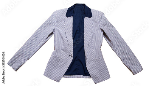 Light Blue suit of clothes isolated on white background, Suit Jacket and trousers, isolated over white.