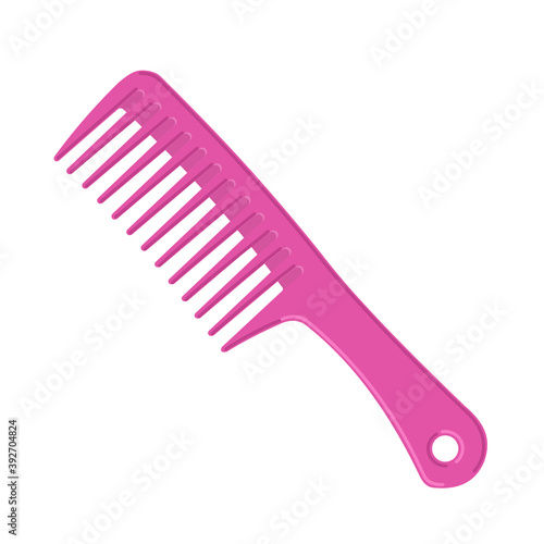 Pink plastic comb. Hair brush. Icon in flat style. Vector illustration