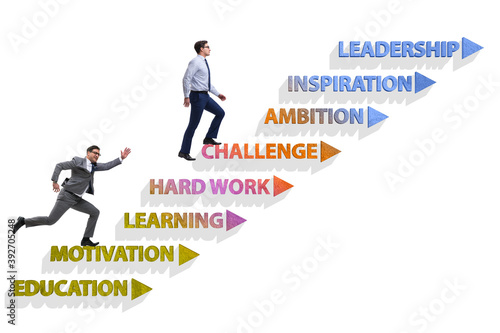 Businessman climbing carrer ladder success factors
