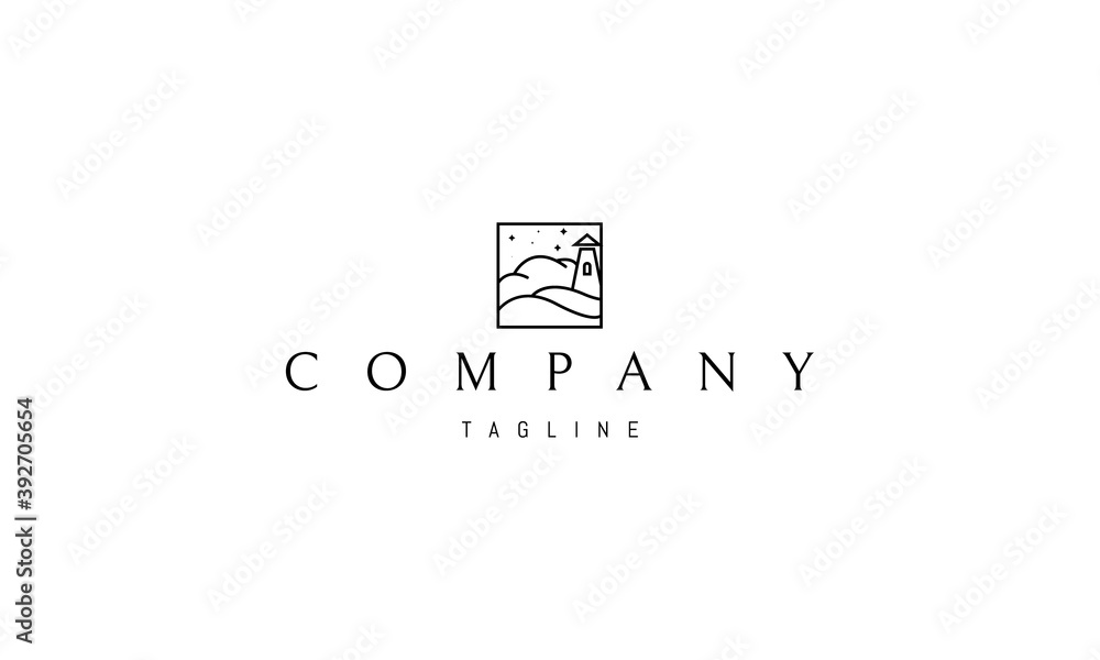 Vector logo on which an abstract image of a high tower on a background of clouds. Vector logo on which an abstract image of a high tower on a background of clouds.