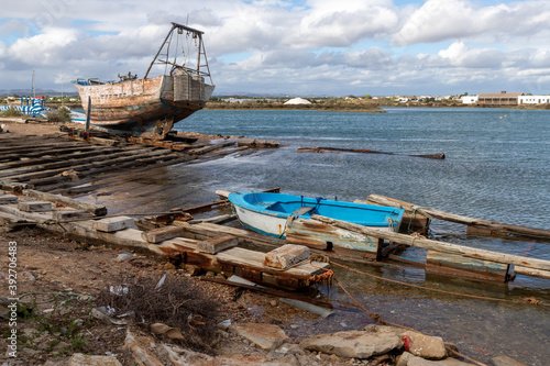 Hafenscene in Fuseta, Algarve, Portugal