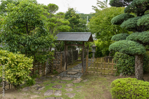 Entrance gate to a tea house in Ikeda castle park in Osaka, Japan