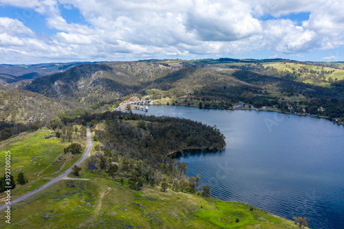 Aerial view of Lake Lyell near Lithgow in regional Australia