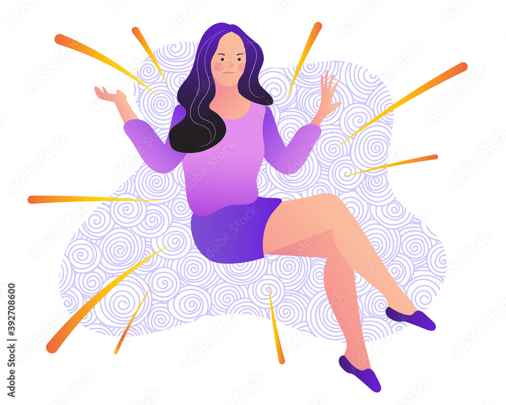 A woman in trouble feels anxious and confused thinking. vector illustrations.
A woman in trouble feels anxious and confused thinking. vector illustrations.
