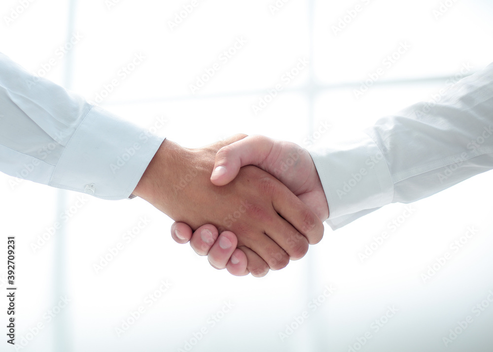 close up.handshake of business people on a light background close up.handshake of business people on a light background