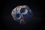 16 Psyche the large metallic asteroid ideal for space mining. This image elements furnished by NASA.