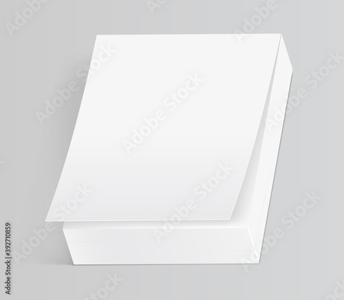 Mock up of tear off notebook or calendar isolated on gray background. 3d realistic mockup
