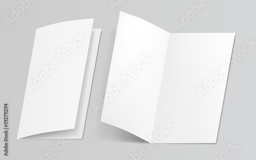 Mock up of booklet isolated. Opened and closed magazine, brochure or notebook template