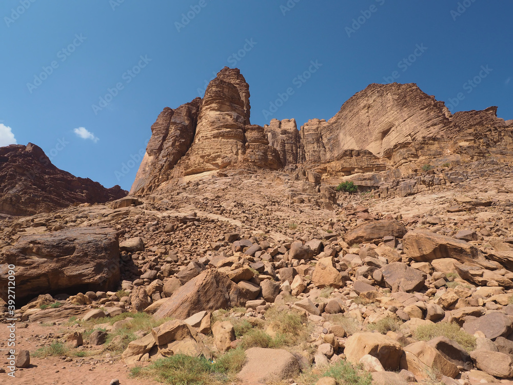 Rubble, stone debris in Wadi Rum