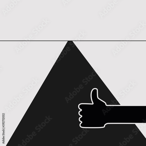 Hitchhiker hand shows thumbs up at roadside