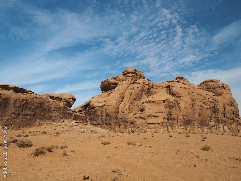 Rocks formation in Wadi Rum canyon, Jordan