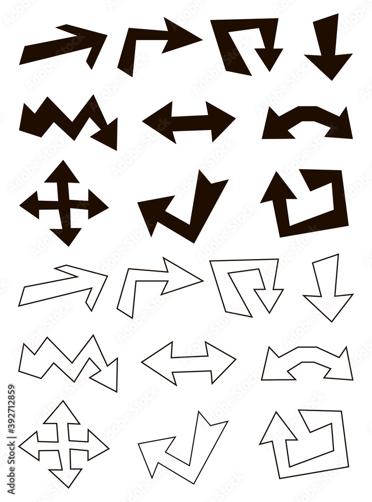 Arrows big black set icons. Arrow icon. Arrow vector collection. Arrow. Modern simple arrows. Vector illustration