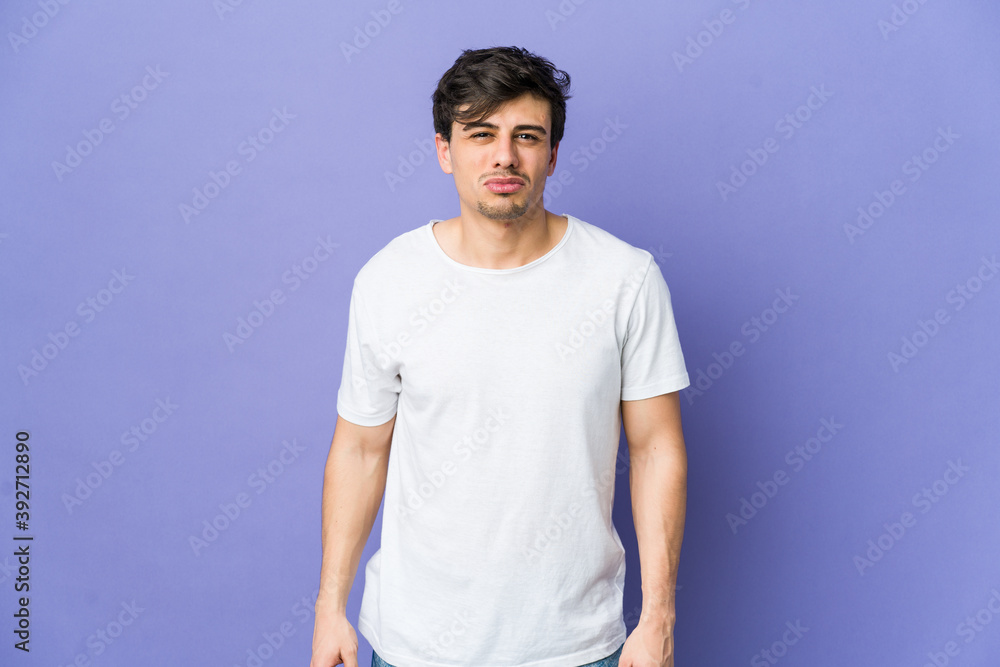 Young cool man sad, serious face, feeling miserable and displeased. Young cool man sad, serious face, feeling miserable and displeased.