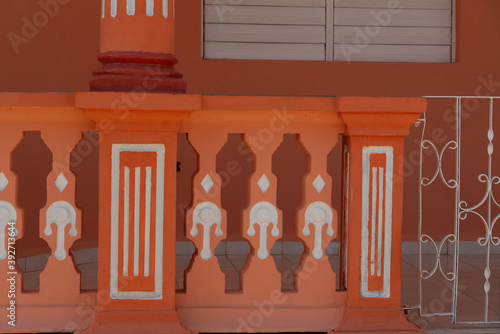 Photography orange patterned concrete railings