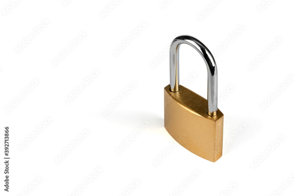 Padlock golden lock in isometric view isolated on white background. Padlock golden lock in isometric view isolated on white background.