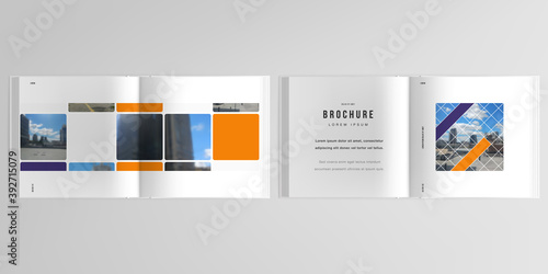 3d realistic vector layout of cover mockup templates for bifold square brochure, flyer, cover design, book design, magazine. Abstract design project in geometric style with squares and place for photo